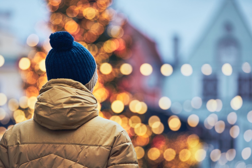 Man in Christmas marketplace